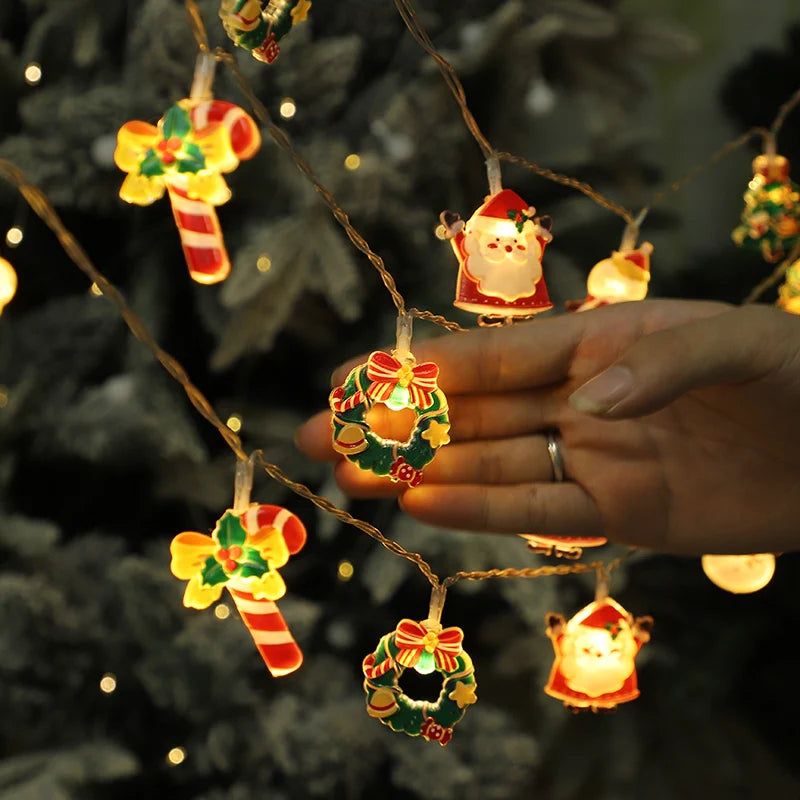 Weihnachten LED String Licht Santa Claus Lebkuchen Mann Weihnachten Baum Ornament Weihnachten Dekoration Für Home Neue Jahr Party Kinder Geschenk