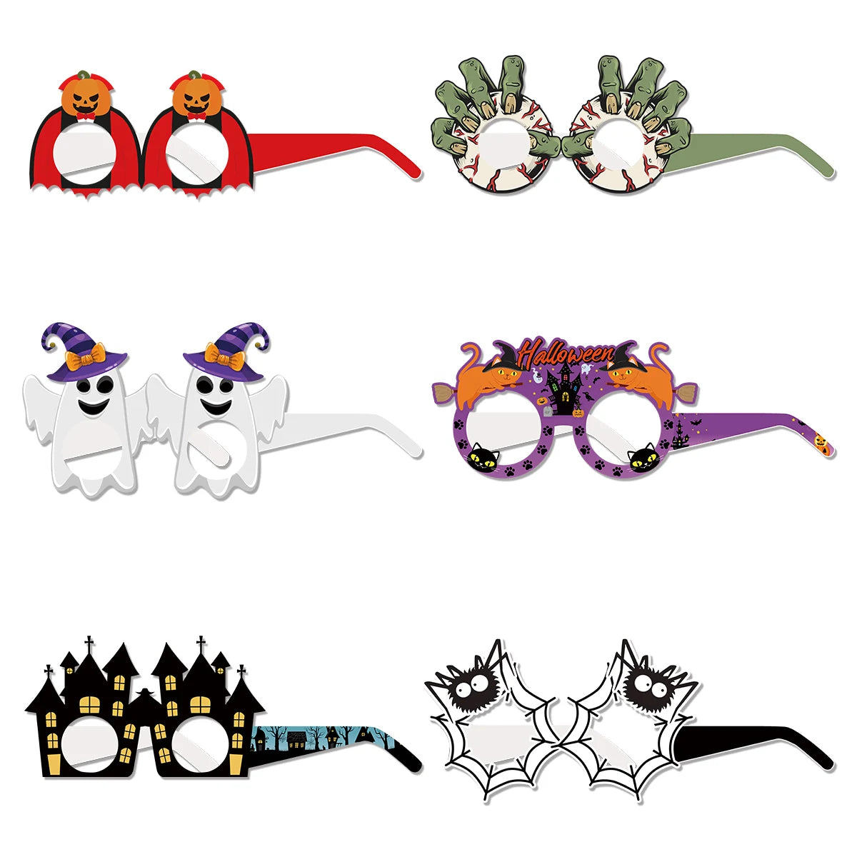 6/12 Stück Halloween-Thema-Party-Papiergläser, Kürbis,-Spinne-Fledermaus-Gläser, Cosplay-Foto-Requisiten, Halloween-Party-Dekoration