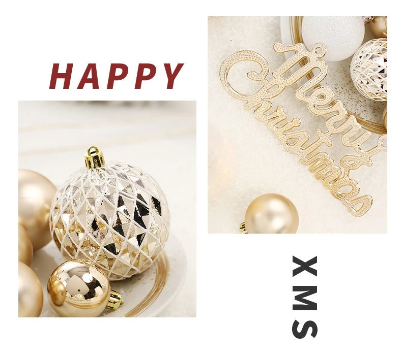 65PCS Champagner Gold Weihnachtskugel Dekorationen Matt Glänzend Wasser Welligkeit Design Weihnachtskugeln Weihnachtsbaum DIY Dekorationen