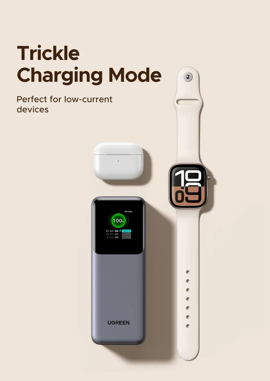 UGREEN Nexode 165W Power Bank 20000mAh Chargeur Portable 100W Max PD3.0 Batterie Externe Câble Intégré pour Ordinateur Portable Téléphone Portable