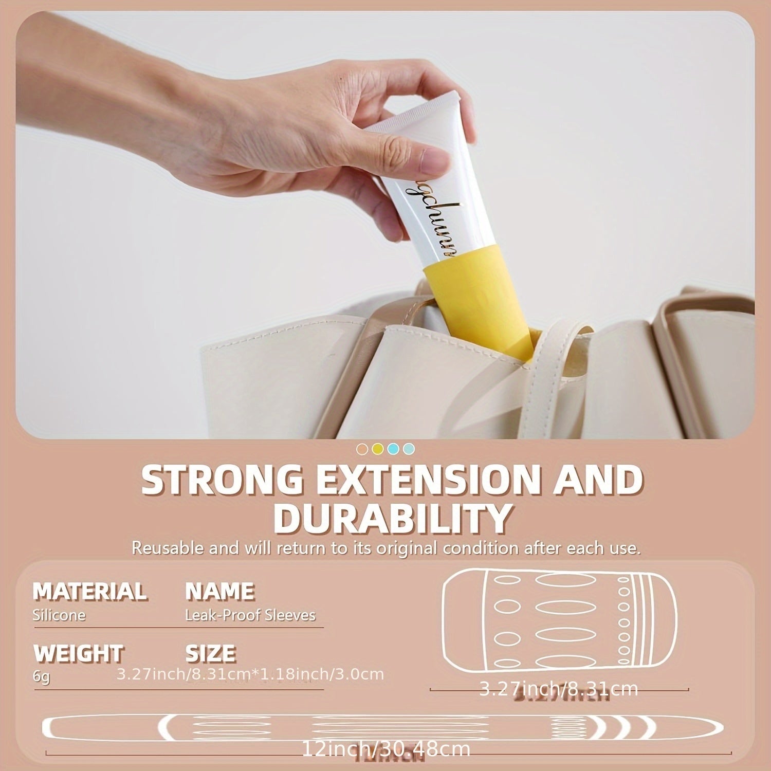 12 Stück Reiseflaschenhüllen, auslaufsichere elastische Hüllen, Silikon-Reisebehälter-Toilettenartikelhüllen, auslaufsicheres Reisezubehör mit Verschluss, geeignet für Shampoo-, Spülungs- und Waschflaschen, Reise-Toilettenartikelflaschen