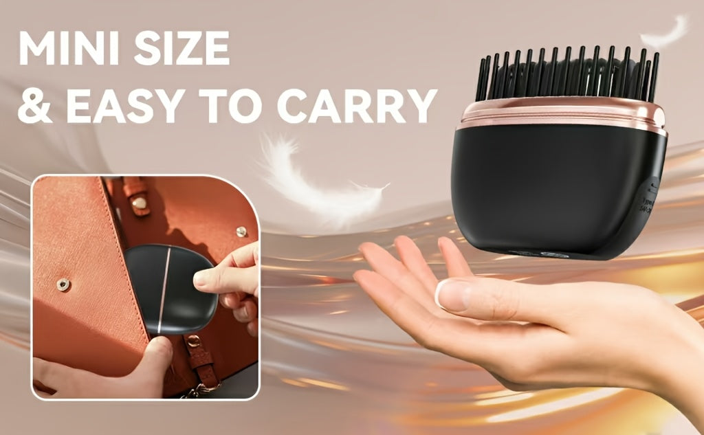 Mini-Haarglätterkamm ohne Kabel für Ponys – tragbar, wiederaufladbar über USB, Ein-Knopf-Bedienung, maximale Temperatur 200 °C/392 °F, ideal zum Stylen von kurzem Haar, Styling-Haar-Accessoire