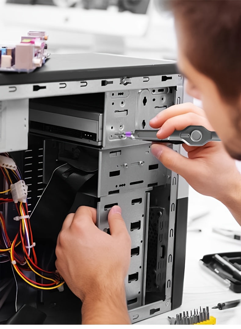 Kompaktes 25-in-1-Ratschenschraubendreher-Set mit Magnet | Abnehmbarer Griff und Präzisionsbits | Für die Reparatur von Telefonen/Uhren/PCs | Heimwerker-Werkzeugset aus Chrom-Vanadium-Stahl | Robustes, tragbares Etui