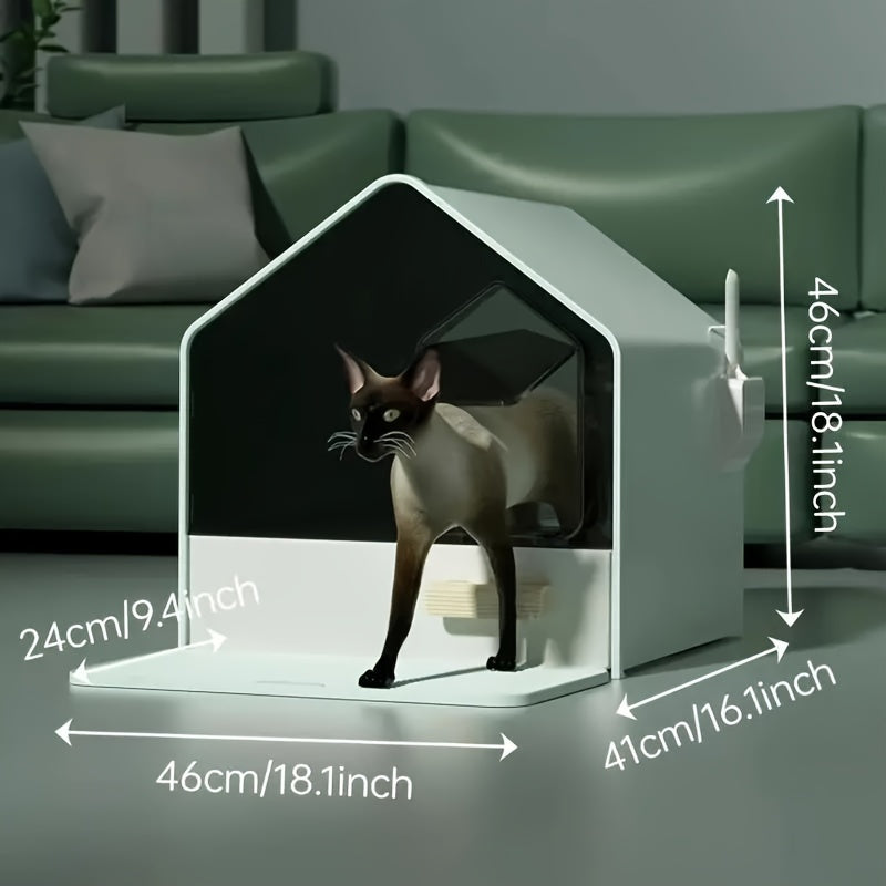 WhiskerWonders ABS Enclosed Cat Litter Box with Drawer, Large Feline Toilet