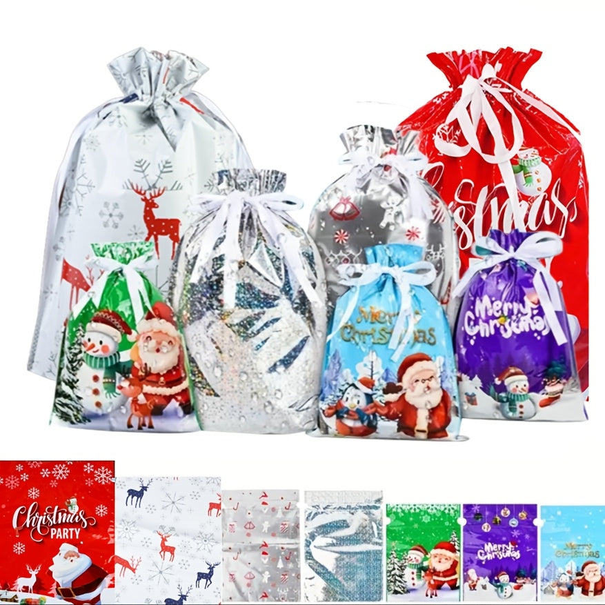 21-teiliges Set mit Weihnachtsgeschenktüten, mit festlichem Design, verschiedene Arten von Geschenkverpackungen, aus Kunststoff.