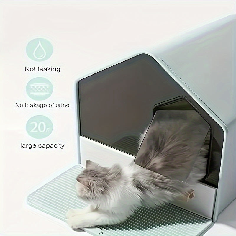 WhiskerWonders ABS Enclosed Cat Litter Box with Drawer, Large Feline Toilet