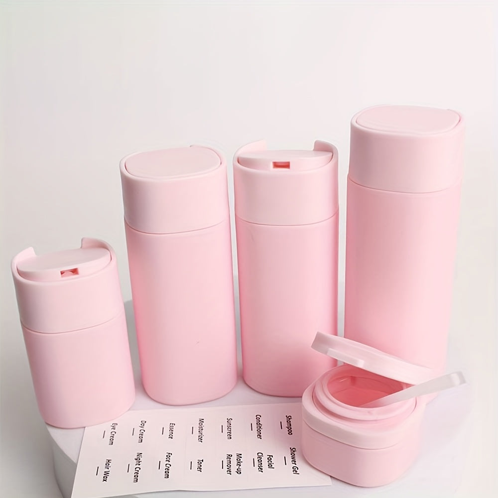 5-teiliges Reiseflaschen-Set mit Löffel und Etikettenaufklebern für Shampoo, Spülung, Lotion und Reinigungsmittel – Unverzichtbar für Fitnessstudio und Reisen