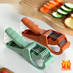 Tragbarer, multifunktionaler Obst- und Gemüseschneider, Bananenschneider, Erdbeerschneider, Küchenhelfer zum Schneiden von Karotten und anderem Gemüse, unverzichtbares kleines Küchengerät für Zuhause und Gastronomie