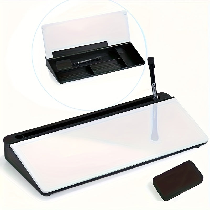 Elegantes, kompaktes Whiteboard aus Glas mit integriertem Stauraum – Moderner Schreibtisch-Organizer aus gehärtetem Glas und Tastaturhalter, schlankes Design für effizientes Arbeitsplatzmanagement