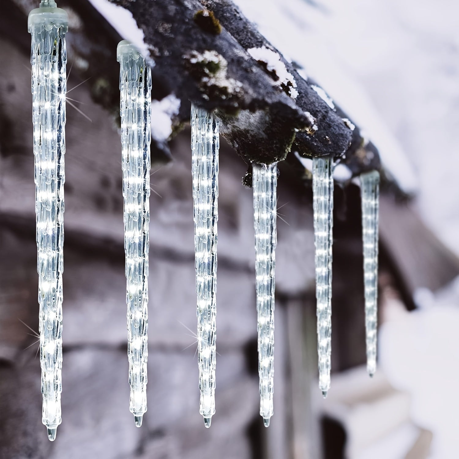 8-Pack Solar-Powered Icicle Lights - Outdoor Christmas Decoration with Solar Charging, Auto-Cycling On/Off, No Wiring Needed, for Garden, Roof, Tree, Party - Energy-Efficient Solar icicle lamps (192 SMD LEDs, 5.3m/17.5ft, Dur