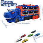Dreiteiliger Dinosaurier-Spielzeuglaster – Sechs Miniatur-Automodelle aus Metalllegierung, interaktive Eltern-Kind-Spiele, ausziehbar zu einer Rennstrecke, perfektes Geschenk für Jungen- und Mädchengeburtstage