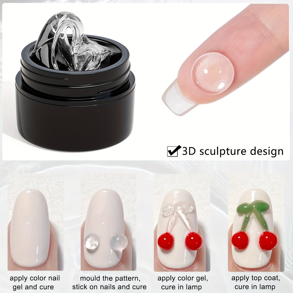 2pcs Transparent 3D Sculpting Gel Set - Non-Stick Hand Carving Gel, Suitable for Nail Art, 3D Flower Designs, and Salon Supplies, Nail Sculpting Gel, Gel Nail Kits, Nail Molding Gel, Beauty Professionals, DIY Manicure Lovers