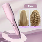 Lockenstab mit Kreppfunktion, Wellen-Lockenstab mit Kreppfunktion, Lockenstab für tiefe Wellen mit 2 Aufsätzen für Damen, geeignet für breite und tiefe Wellen, Geschenkidee für Frauen, Geburtstagsgeschenk, Muttertagsgeschenk, Pur