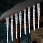 8-Pack Solar-Powered Icicle Lights - Outdoor Christmas Decoration with Solar Charging, Auto-Cycling On/Off, No Wiring Needed, for Garden, Roof, Tree, Party - Energy-Efficient Solar icicle lamps (192 SMD LEDs, 5.3m/17.5ft, Dur