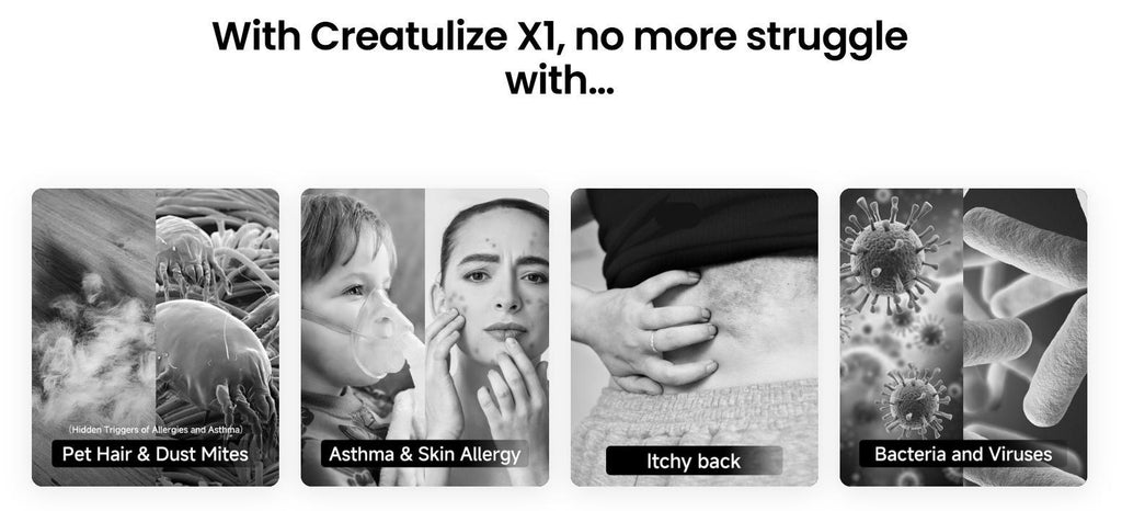 CREATULIZE X1 Roboter, automatischer Bettstaubsauger – kabellos, wiederaufladbar, UV-C-Licht-Desinfektion, 14 kPa Saugkraft, entfernt Hausstaubmilben und Allergene, mit HEPA-Filterung