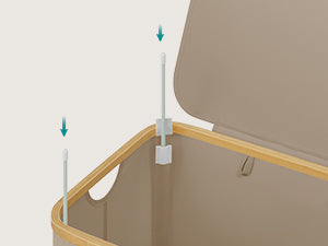 SONGMICS Wäschekorb mit Deckel,Wäschesammler mit 3 Fächern,150 L,herausnehmbarer Wäschesack,Griffe aus Bambus,zusammenklappbar