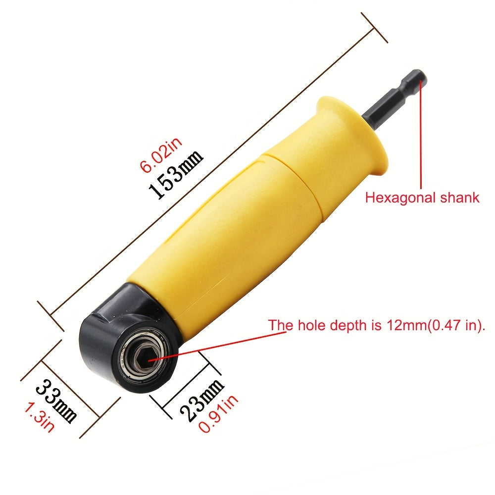 1 Stück 90°-Winkelschraubendreher-Adapter mit extra langem, ergonomischem Griff und zweifarbigem Design (Gelb/Blau) – Robustes Handwerkzeug für enge Stellen, kein Stromanschluss erforderlich