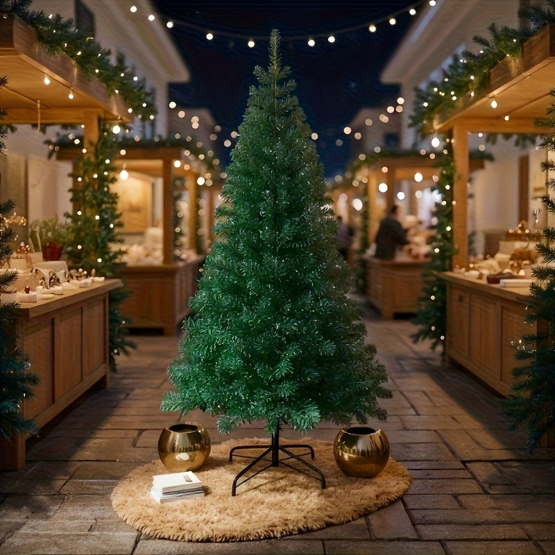 1pc Christmas Green Artificial Tree with Foldable Base, Dense and Sturdy Branches, High Load Capacity, Easy to Assemble, 5 Sizes Available, Suitable for Indoor/Outdoor Use – Perfect Holiday Decoration Gift for Home, School,