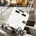 Foldable Utility Cart with Stair-Climbing Wheels, Collapsible Rolling Crate with Telescopic Handle & 360° Spinner Wheels - Durable Plastic Multi-Purpose Hand Truck for Teachers, Shopping, Moving, Storage, Moving Essentials C