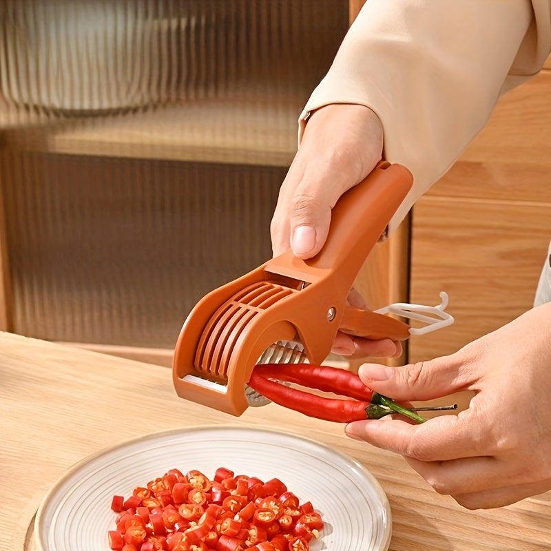 Tragbarer, multifunktionaler Obst- und Gemüseschneider, Bananenschneider, Erdbeerschneider, Küchenhelfer zum Schneiden von Karotten und anderem Gemüse, unverzichtbares kleines Küchengerät für Zuhause und Gastronomie