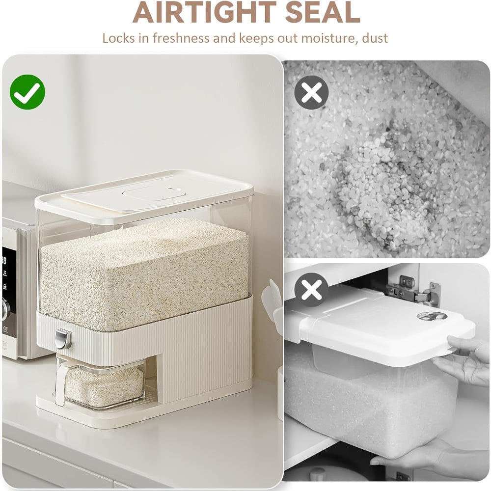 Großer, luftdichter Lebensmittelbehälter, Reisspender mit Messbecher, 11,34 kg Lebensmittelbehälter, feuchtigkeitsbeständiger, luftdichter Reisbehälter für den Haushalt, Reistank, Mehlbehälter