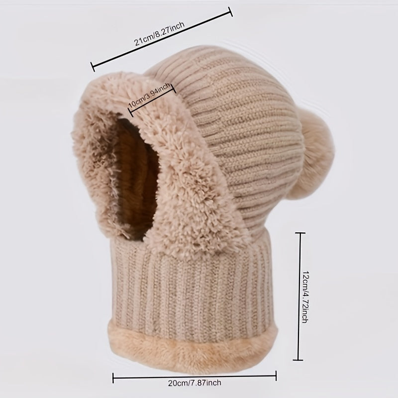 3-in-1 Wintermütze aus Fleece für Damen: Mütze, Gesichtsmaske und Halswärmer in einem – weiches Plüschfutter mit Ohrenklappen, elastischer Bund, ideal zum Skifahren, Radfahren und für Outdoor-Aktivitäten. Handwaschbar und kompakt zu verstauen.