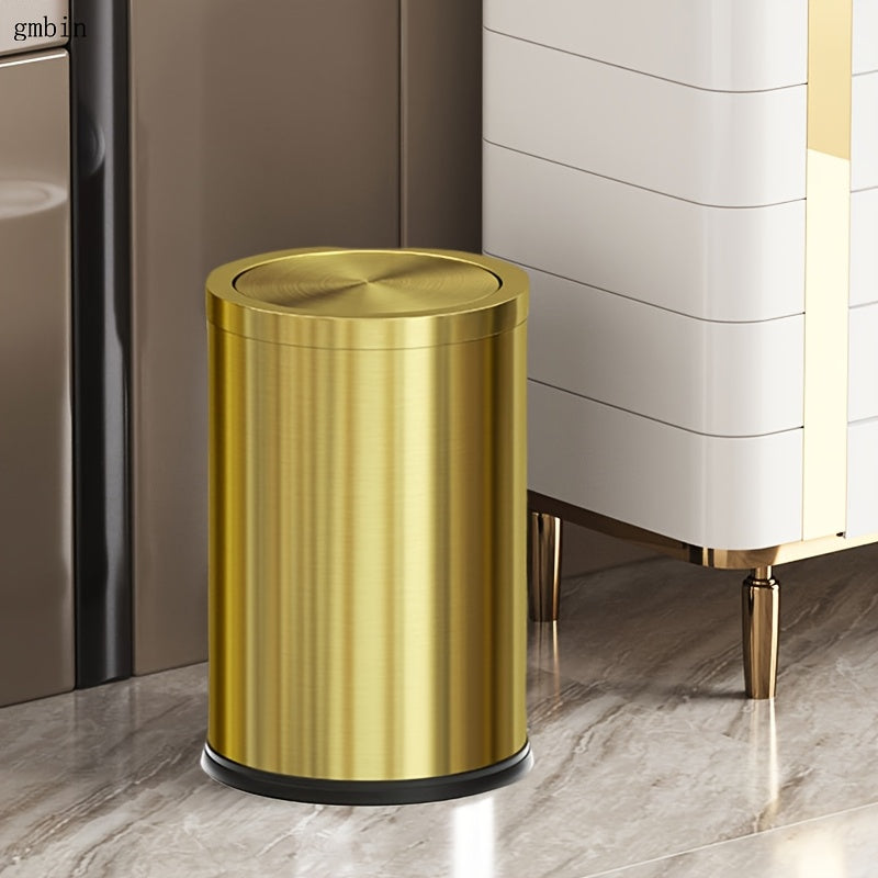 Gmbin Edelstahl-Abfalleimer mit geräuschlosem Deckel - Geruchsdicht, leicht zu öffnender Deckel für Küche, Bad und Wohnzimmer