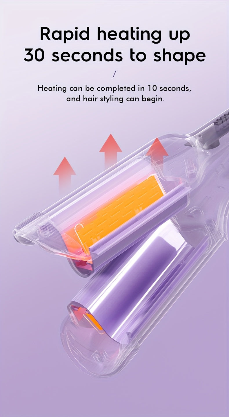 Lockenstab mit Kreppfunktion, Wellen-Lockenstab mit Kreppfunktion, Lockenstab für tiefe Wellen mit 2 Aufsätzen für Damen, geeignet für breite und tiefe Wellen, Geschenkidee für Frauen, Geburtstagsgeschenk, Muttertagsgeschenk, Pur