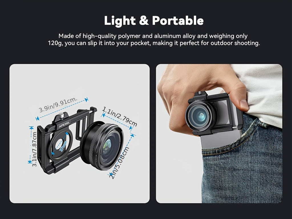 APEXEL 10-20x Zoom-Makroobjektiv-Set, Makrofotografie mit Smartphone und Universalclip für iPhone, Samsung, Xiaomi und die meisten anderen Smartphones