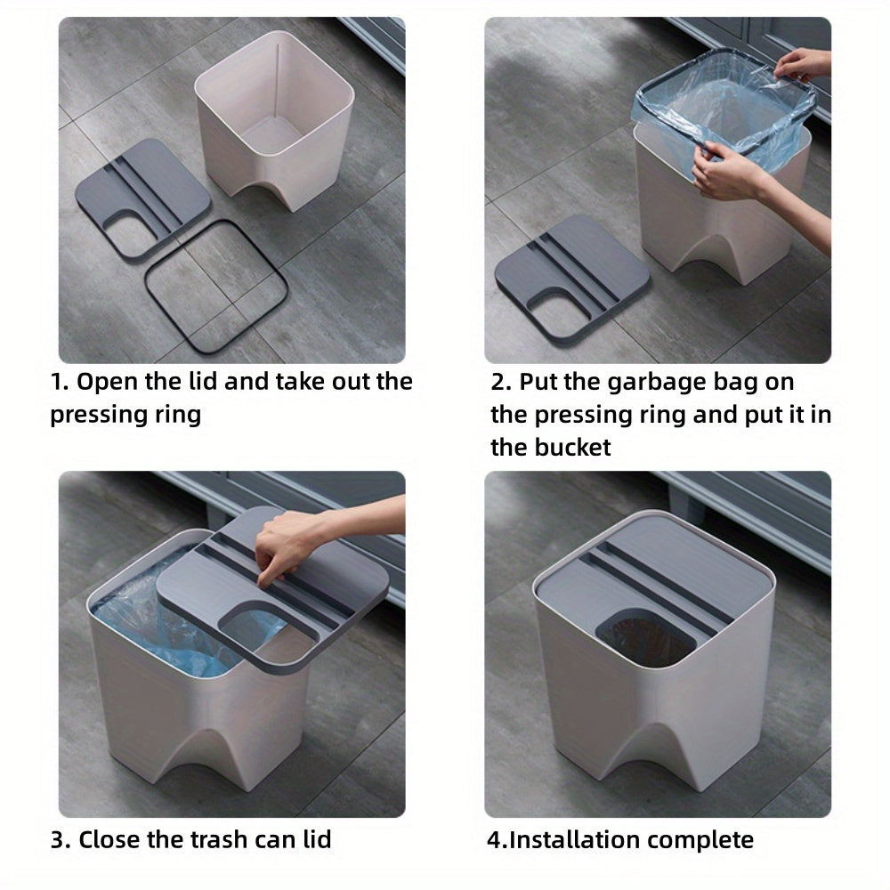 1 stapelbarer Mülleimer mit Deckel, einfacher Küchenabfalleimer, Toiletten- und Haushalts-Papierkorb aus Kunststoff für Wohnzimmer, Küche, Bad, Schlafzimmer und Büro