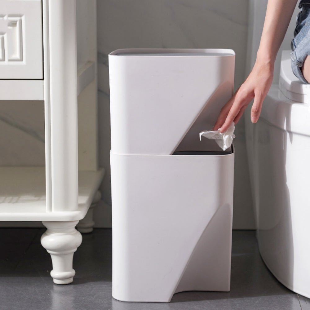 1 stapelbarer Mülleimer mit Deckel, einfacher Küchenabfalleimer, Toiletten- und Haushalts-Papierkorb aus Kunststoff für Wohnzimmer, Küche, Bad, Schlafzimmer und Büro