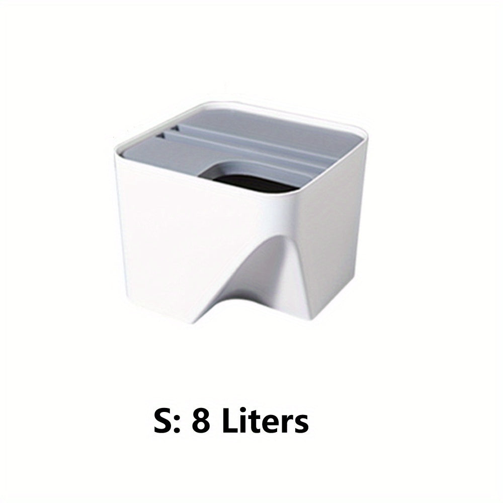 1 stapelbarer Mülleimer mit Deckel, einfacher Küchenabfalleimer, Toiletten- und Haushalts-Papierkorb aus Kunststoff für Wohnzimmer, Küche, Bad, Schlafzimmer und Büro