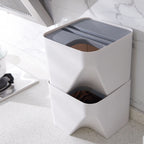 1 stapelbarer Mülleimer mit Deckel, einfacher Küchenabfalleimer, Toiletten- und Haushalts-Papierkorb aus Kunststoff für Wohnzimmer, Küche, Bad, Schlafzimmer und Büro