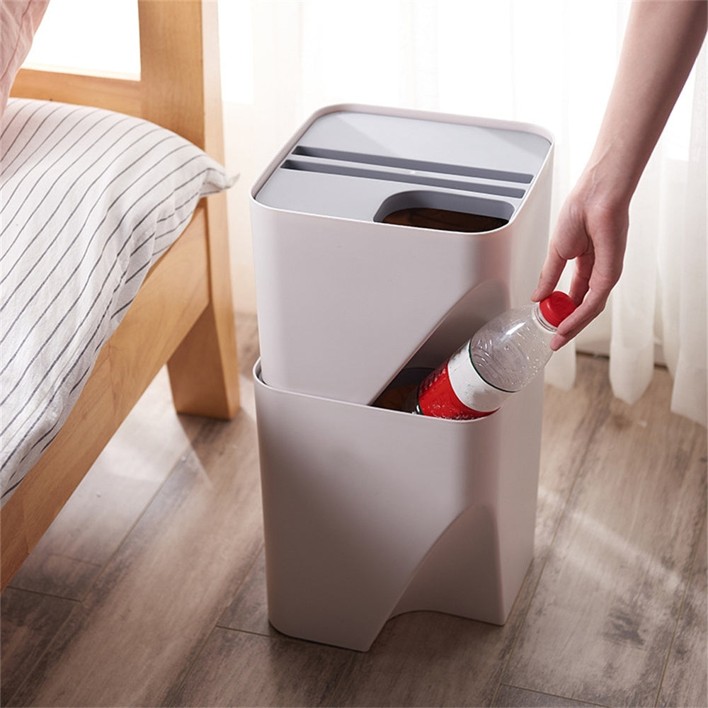 1 stapelbarer Mülleimer mit Deckel, einfacher Küchenabfalleimer, Toiletten- und Haushalts-Papierkorb aus Kunststoff für Wohnzimmer, Küche, Bad, Schlafzimmer und Büro