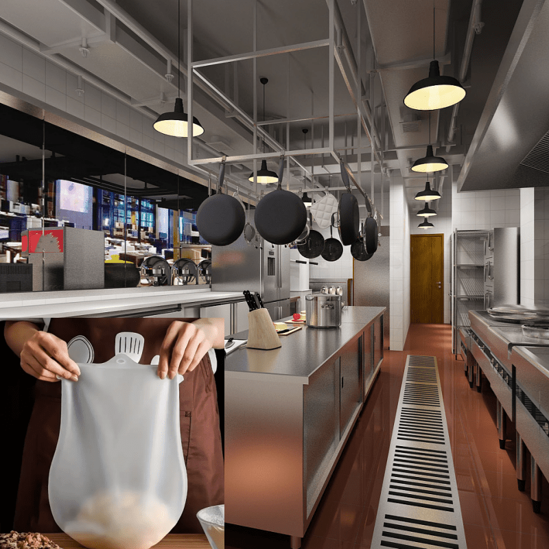 1 lebensmittelechter, Antihaftbeschichteter Silikon-Knetbeutel mit Griff