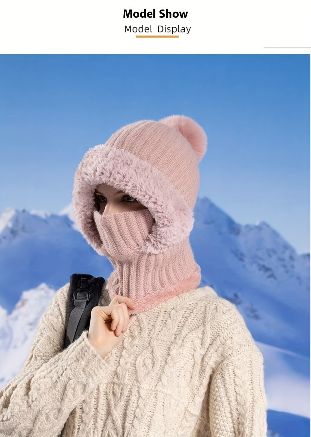 3-in-1 Wintermütze aus Fleece für Damen: Mütze, Gesichtsmaske und Halswärmer in einem – weiches Plüschfutter mit Ohrenklappen, elastischer Bund, ideal zum Skifahren, Radfahren und für Outdoor-Aktivitäten. Handwaschbar und kompakt zu verstauen.