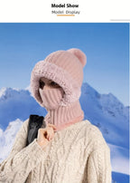 3-in-1 Wintermütze aus Fleece für Damen: Mütze, Gesichtsmaske und Halswärmer in einem – weiches Plüschfutter mit Ohrenklappen, elastischer Bund, ideal zum Skifahren, Radfahren und für Outdoor-Aktivitäten. Handwaschbar und kompakt zu verstauen.