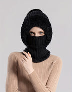 3-in-1 Wintermütze aus Fleece für Damen: Mütze, Gesichtsmaske und Halswärmer in einem – weiches Plüschfutter mit Ohrenklappen, elastischer Bund, ideal zum Skifahren, Radfahren und für Outdoor-Aktivitäten. Handwaschbar und kompakt zu verstauen.