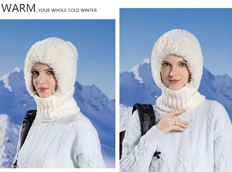 3-in-1 Wintermütze aus Fleece für Damen: Mütze, Gesichtsmaske und Halswärmer in einem – weiches Plüschfutter mit Ohrenklappen, elastischer Bund, ideal zum Skifahren, Radfahren und für Outdoor-Aktivitäten. Handwaschbar und kompakt zu verstauen.