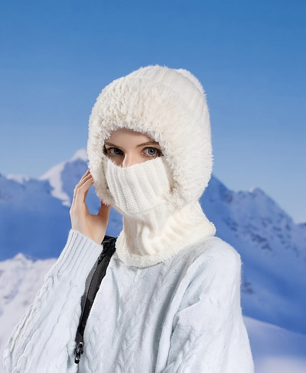 3-in-1 Wintermütze aus Fleece für Damen: Mütze, Gesichtsmaske und Halswärmer in einem – weiches Plüschfutter mit Ohrenklappen, elastischer Bund, ideal zum Skifahren, Radfahren und für Outdoor-Aktivitäten. Handwaschbar und kompakt zu verstauen.