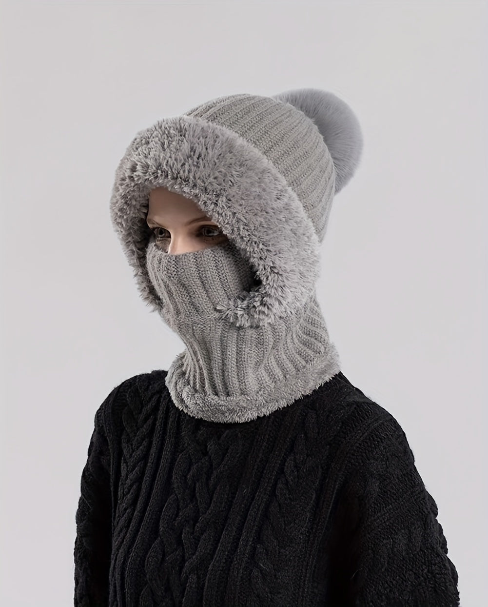 3-in-1 Wintermütze aus Fleece für Damen: Mütze, Gesichtsmaske und Halswärmer in einem – weiches Plüschfutter mit Ohrenklappen, elastischer Bund, ideal zum Skifahren, Radfahren und für Outdoor-Aktivitäten. Handwaschbar und kompakt zu verstauen.