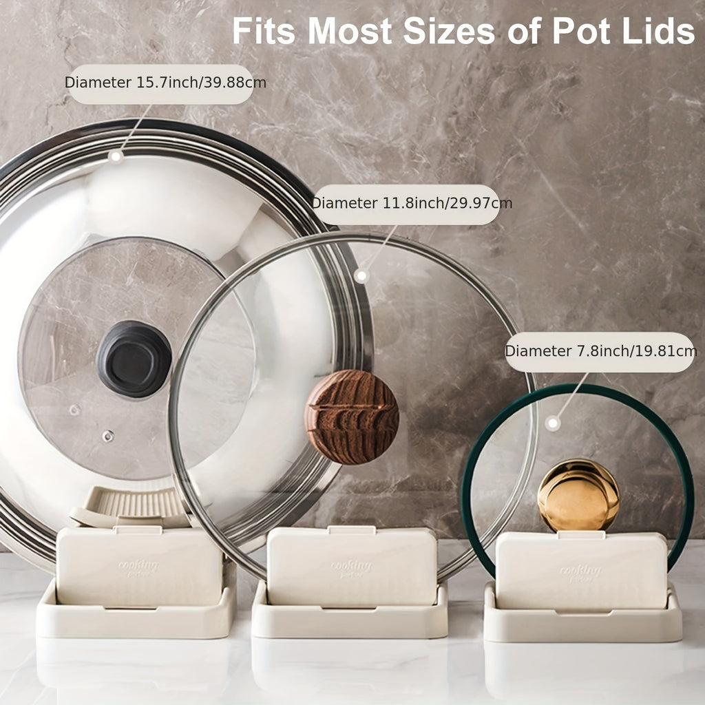 Faltbarer Deckelhalter – Praktische Deckelablage zum Kochen und Servieren – Hält Löffel und Küchenutensilien ordentlich – Geeignet für Küchenarbeitsplatte und Herd – Vielseitiges Kunststoffregal