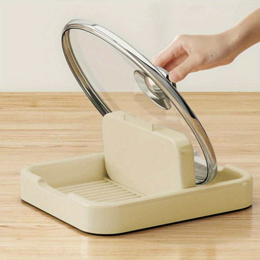 Faltbarer Deckelhalter – Praktische Deckelablage zum Kochen und Servieren – Hält Löffel und Küchenutensilien ordentlich – Geeignet für Küchenarbeitsplatte und Herd – Vielseitiges Kunststoffregal