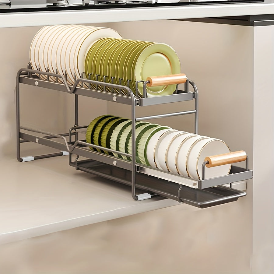 1 Stück Unterspülbecken-Organizer, ausziehbarer Geschirrtrockner mit verschiebbarer Abtropffläche, einlagiges, platzsparendes Aufbewahrungsregal, für Küchenschubladen, Schränke und Regale, Küchenorganisation und -aufbewahrung, Küchenzubehör
