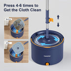 Wischmopp-Set mit Eimer, 2-in-1-Bodenwischer und Fensterwischer (132 cm) – 2-Kammer-System zur Trennung von Schmutz und Frischwasser mit 4 Mikrofaser-Wischpads für die Fenster- und Bodenreinigung