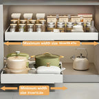 Ausziehbarer Schrankorganizer mit robustem Schieberegal und 3 geräuschlosen Schienen, kein Bohren erforderlich, geeignet für die Aufbewahrung von Küchengewürzen, Küchenutensilien und Badezimmerutensilien.