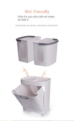 Moderner, ergonomischer Wäschekorb mit Deckel – Robustes Kunststoffdesign, mehrere Fächer für effizientes Sortieren der Wäsche, ideal für Bad und Haushalt, unverzichtbares Utensil für die Waschküche | Moderner Wäschekorb | Robuster Kunststoffkorb