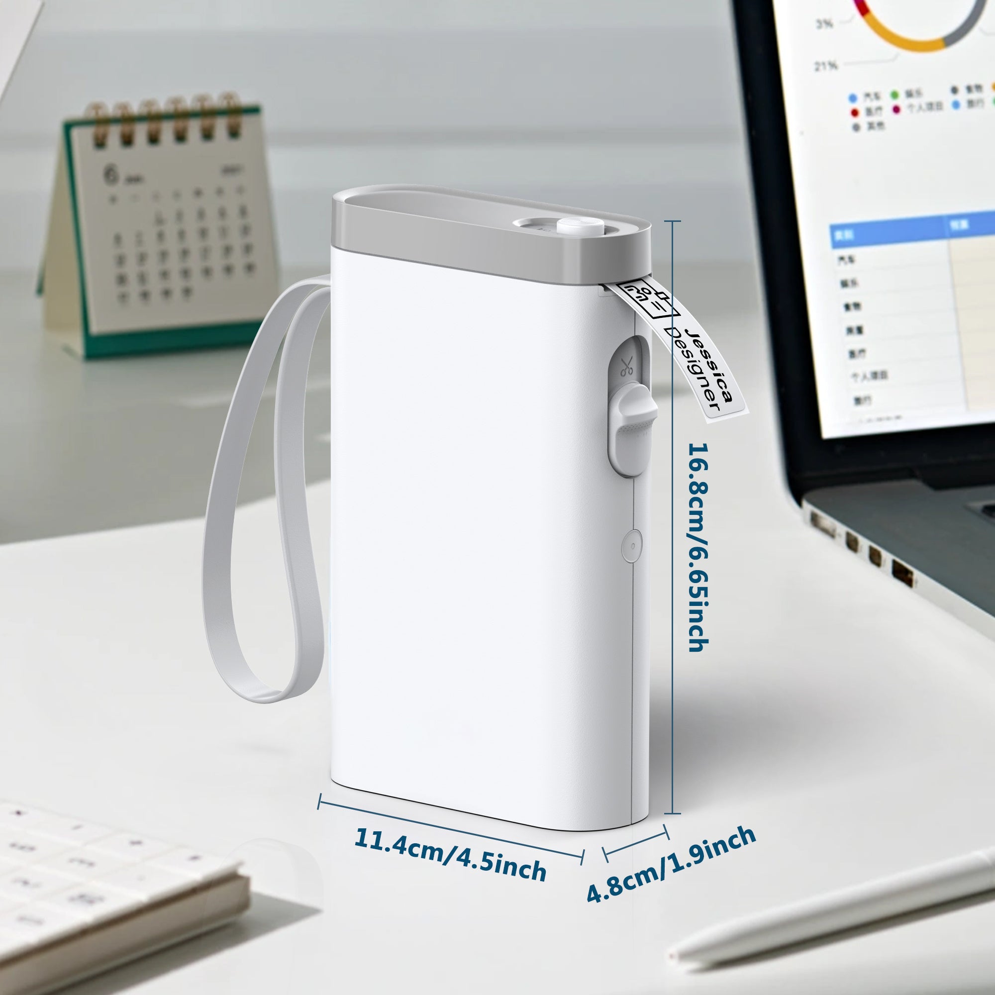 Tragbarer Mini-Thermoetikettendrucker, P21B Etikettendrucker, kabelloses Etikettiergerät, einfach zu bedienen, für Smartphones, zur Aufbewahrung und Raumorganisation, Büro und Zuhause, mehrfarbig.