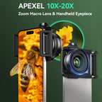 APEXEL 10-20x Zoom-Makroobjektiv-Set, Makrofotografie mit Smartphone und Universalclip für iPhone, Samsung, Xiaomi und die meisten anderen Smartphones