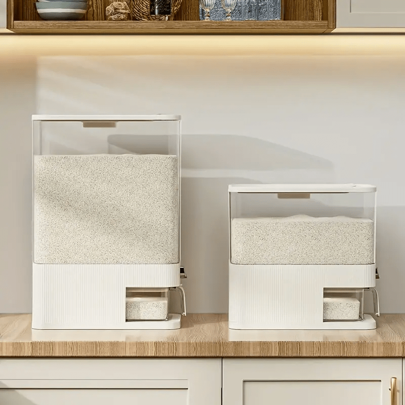 Großer, luftdichter Lebensmittelbehälter, Reisspender mit Messbecher, 11,34 kg Lebensmittelbehälter, feuchtigkeitsbeständiger, luftdichter Reisbehälter für den Haushalt, Reistank, Mehlbehälter